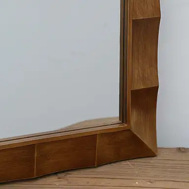 wood frame mirror farmhouse mirror rectangular mirror of Rustic Wooden Distressed Rectangular Mirror corner view